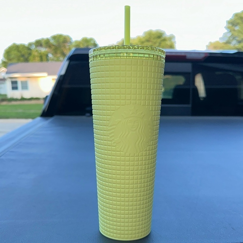 New Starbucks Meadow Yellow Soft Touch Tumbler 24oz
